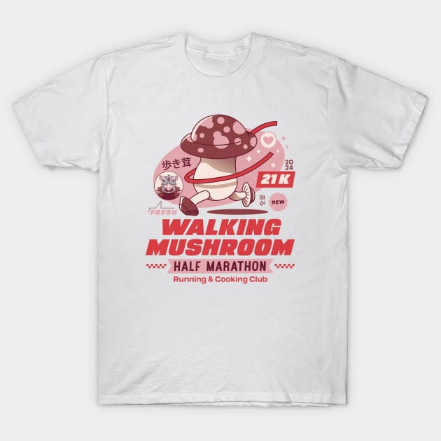 Walking Mushroom Marathon T-Shirt by Lagelantee